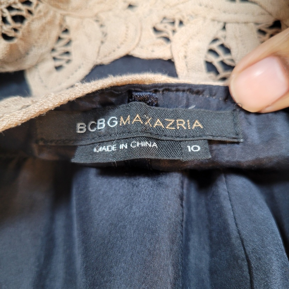 BCBGMAXAZRIA Womens Cotton Silk Lace Tiered Halter Midi Dress Size 10 Black y2k - Picture 6 of 12